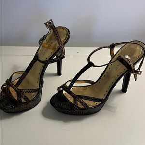 BCBGirls Snakeskin Brown Strappy Heels